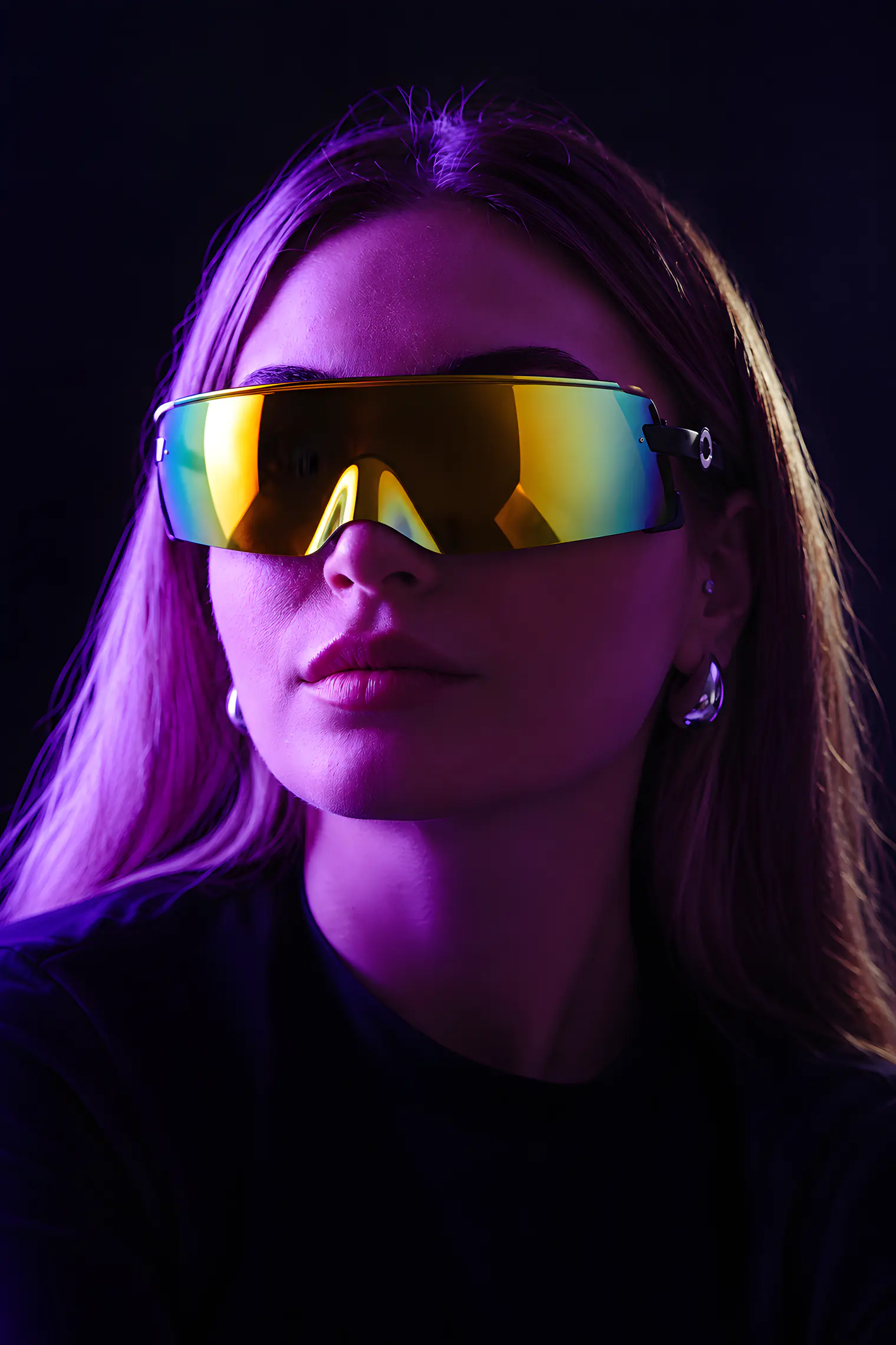 A model wearing NOVA sunglasses in Gold