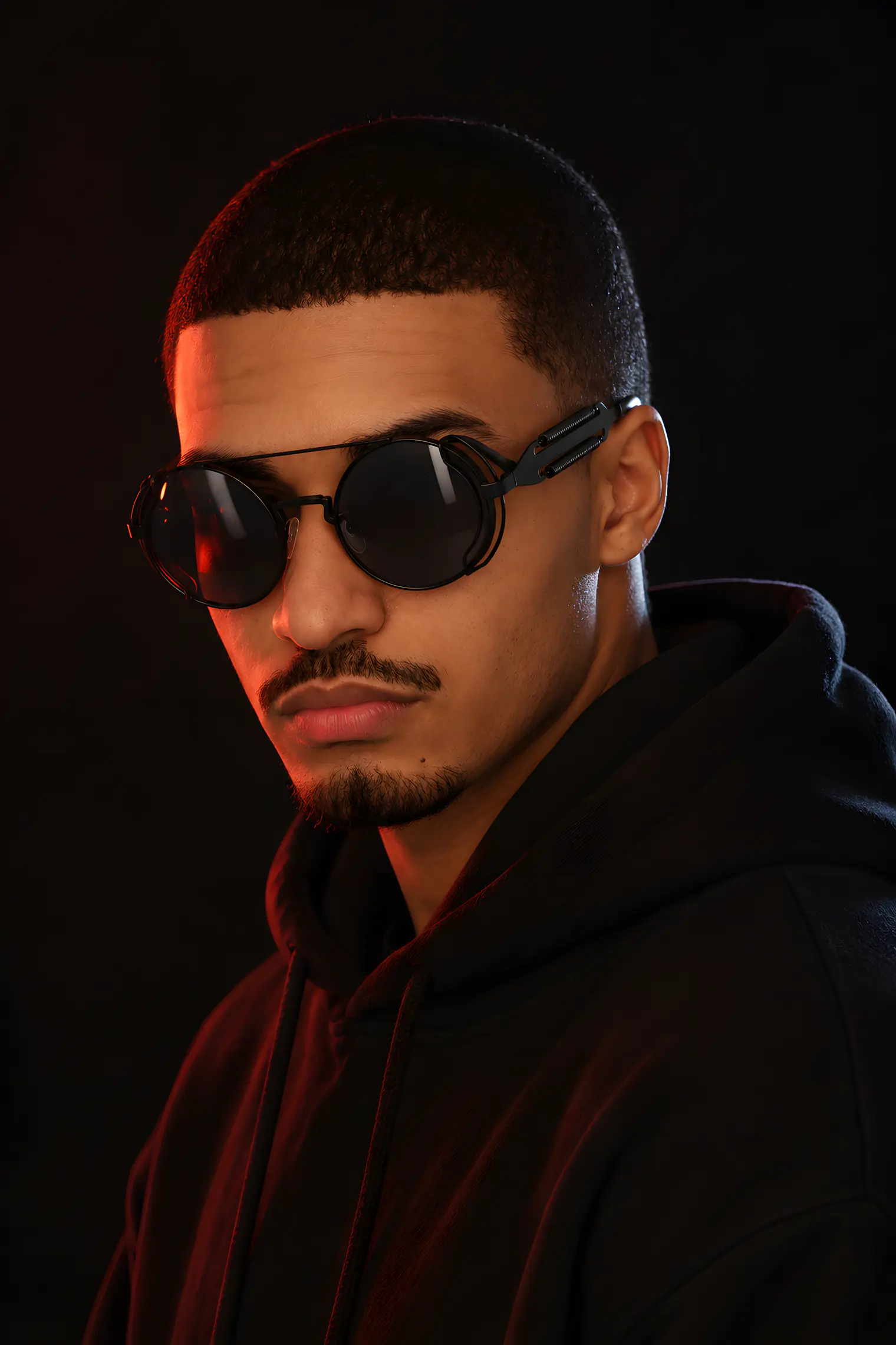 A model wearing STEAM sunglasses in Black