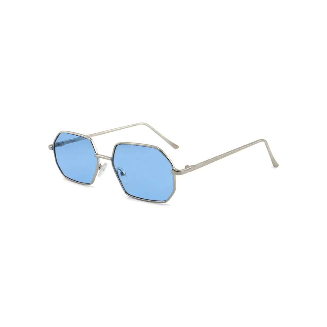 The Blue frame worn by the model, shown at an angle