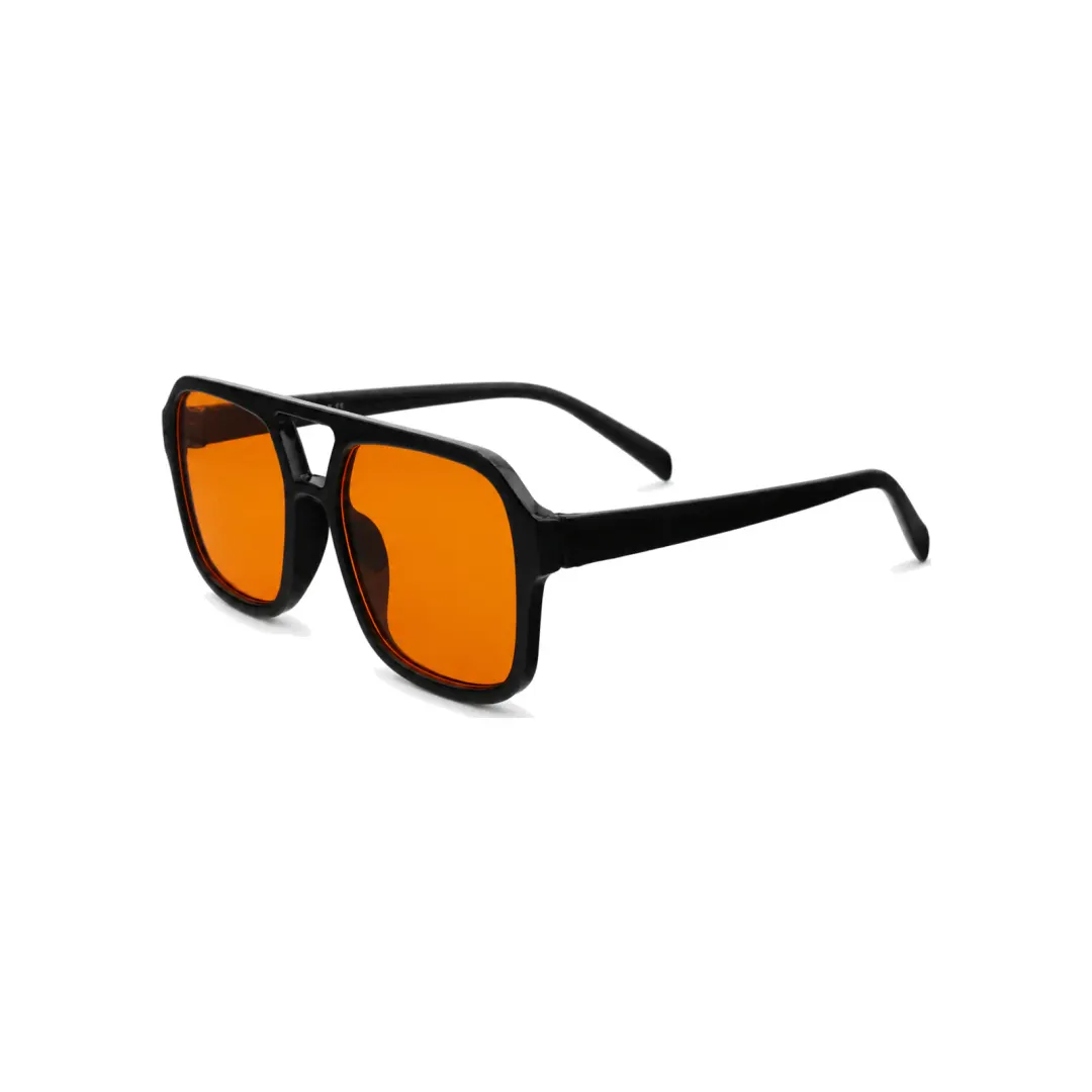 The Orange frame worn by the model, shown at an angle