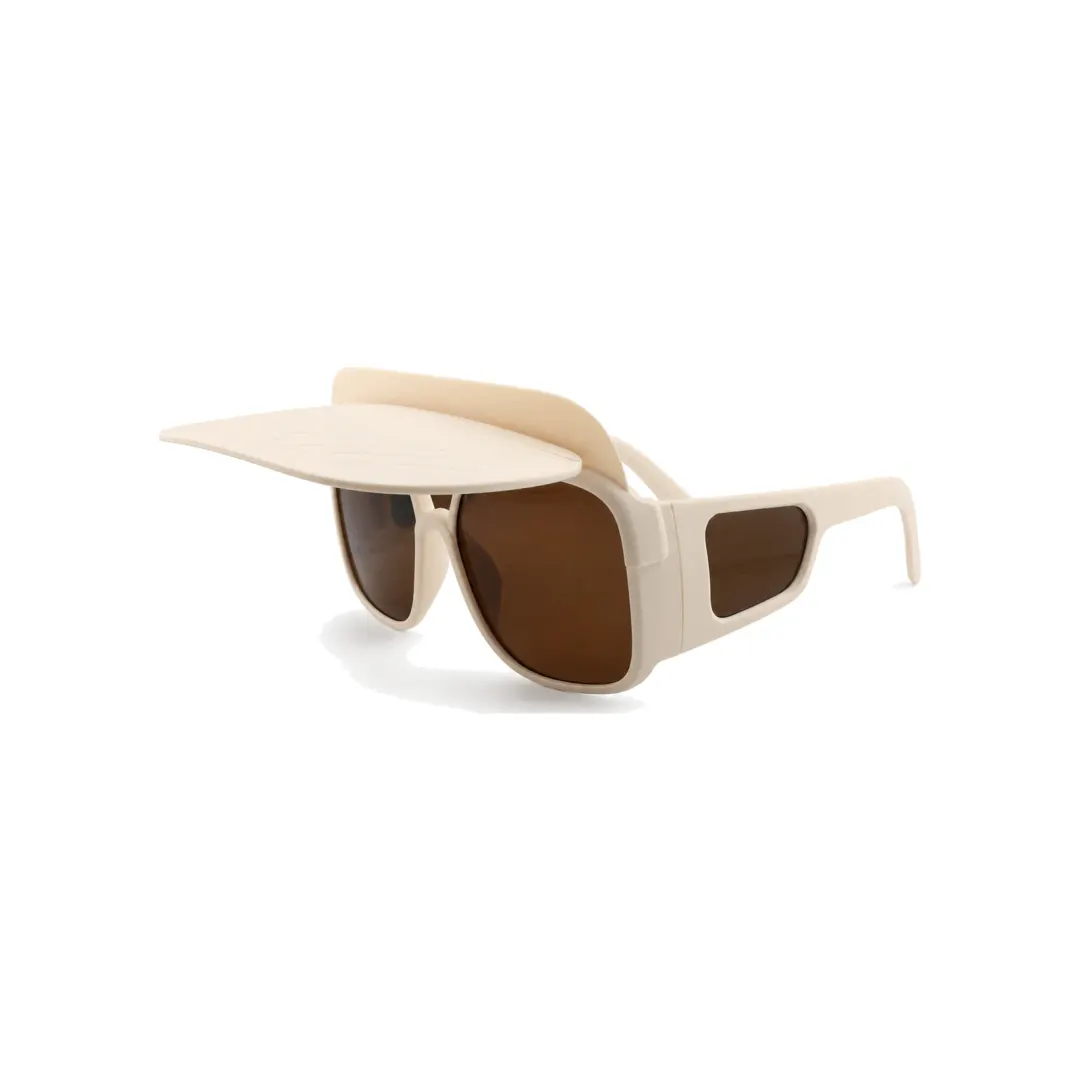 The White-Brown frame worn by the model, shown at an angle
