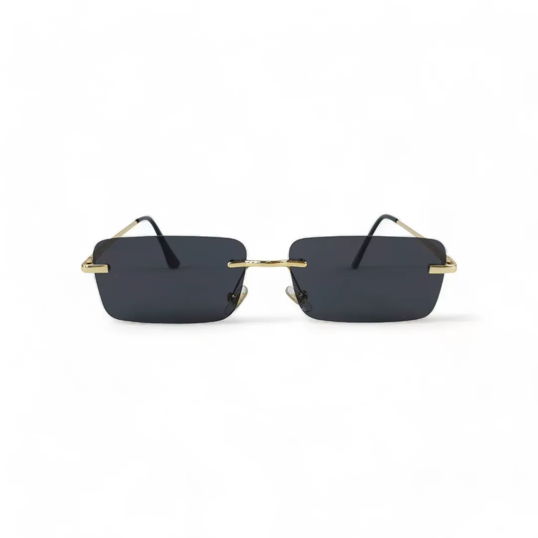 SMOKE Rimless Rectangle Sunglasses in Black