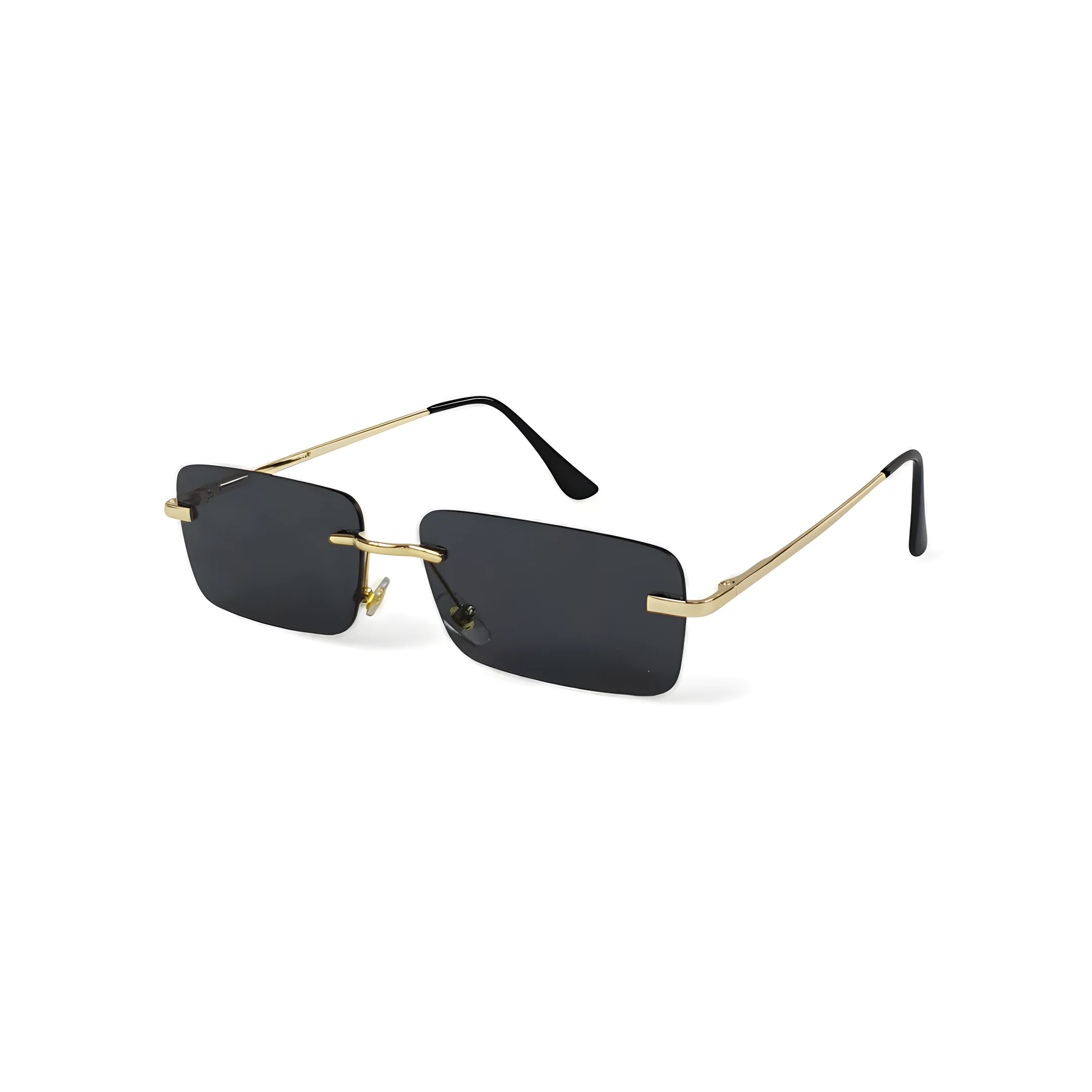 SMOKE Rimless Rectangle Sunglasses in Black