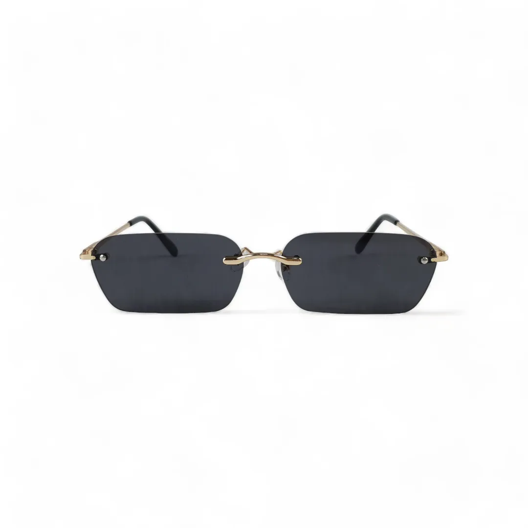 VICE Rimless Rectangle Sunglasses in Black